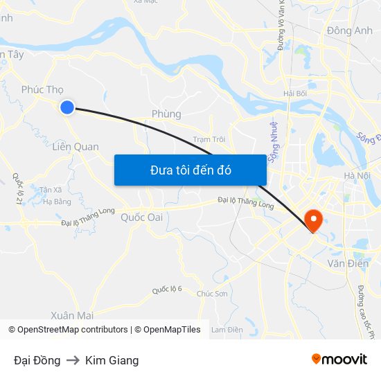 Đại Đồng to Kim Giang map