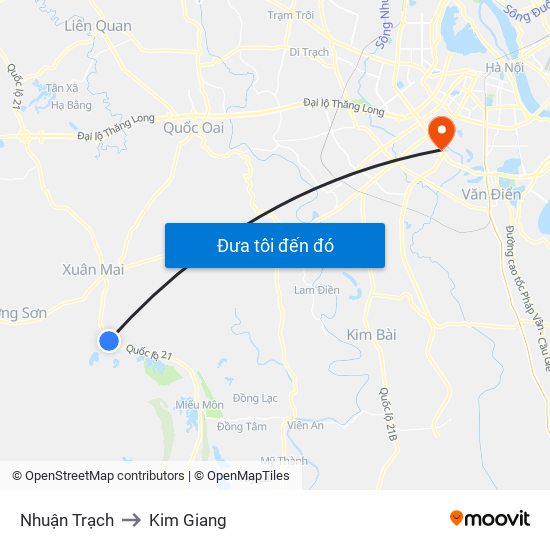 Nhuận Trạch to Kim Giang map