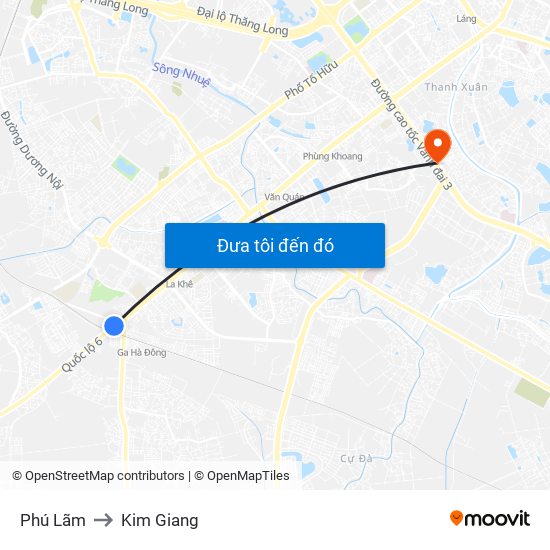 Phú Lãm to Kim Giang map