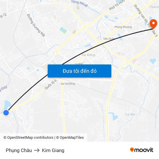 Phụng Châu to Kim Giang map