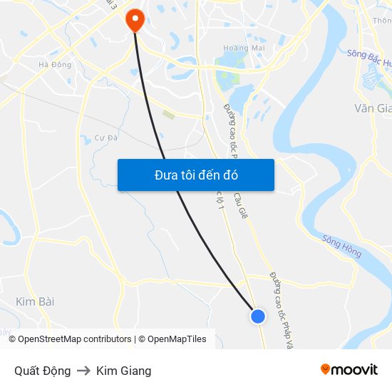 Quất Động to Kim Giang map