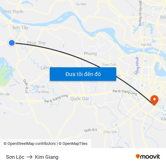 Sơn Lộc to Kim Giang map