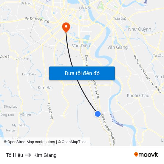 Tô Hiệu to Kim Giang map
