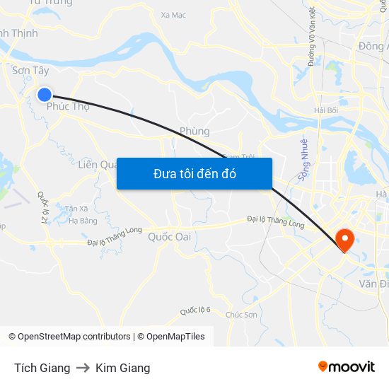Tích Giang to Kim Giang map