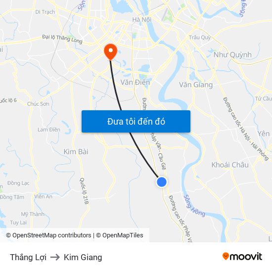 Thắng Lợi to Kim Giang map
