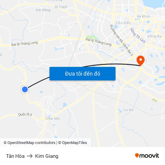 Tân Hòa to Kim Giang map