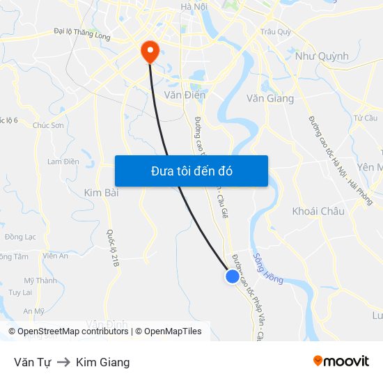 Văn Tự to Kim Giang map