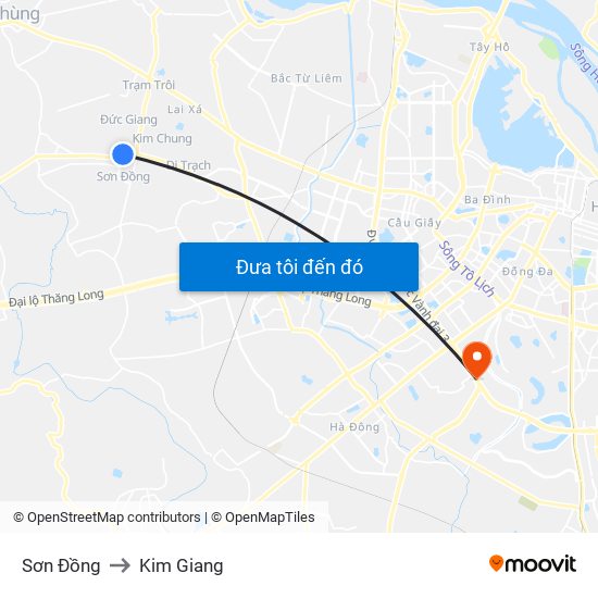 Sơn Đồng to Kim Giang map