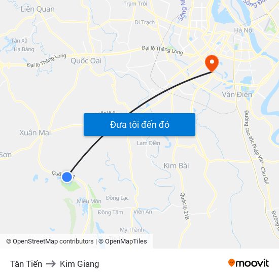Tân Tiến to Kim Giang map