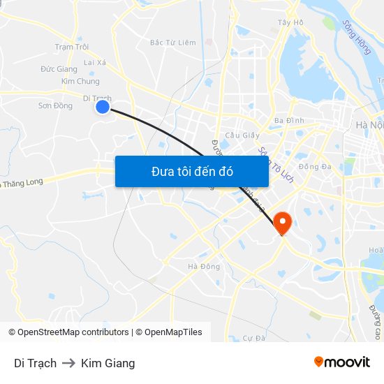 Di Trạch to Kim Giang map