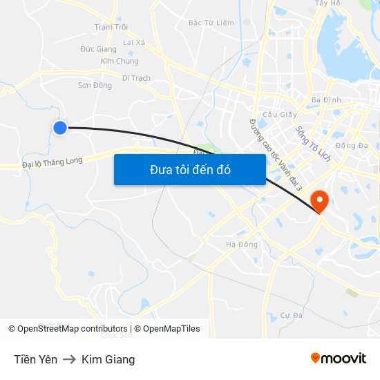 Tiền Yên to Kim Giang map