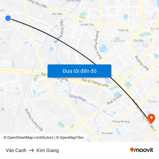 Vân Canh to Kim Giang map