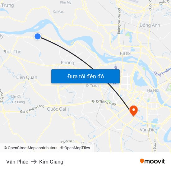Vân Phúc to Kim Giang map