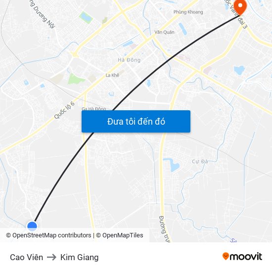 Cao Viên to Kim Giang map