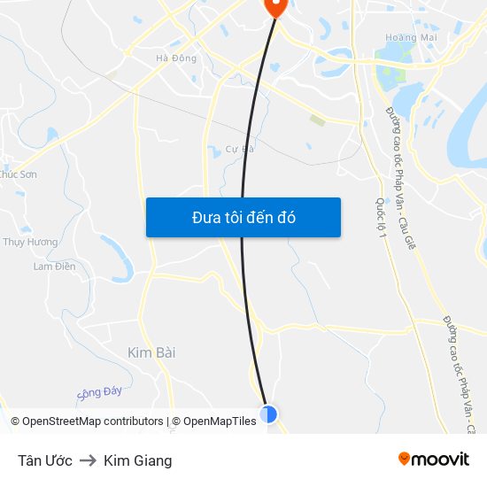 Tân Ước to Kim Giang map