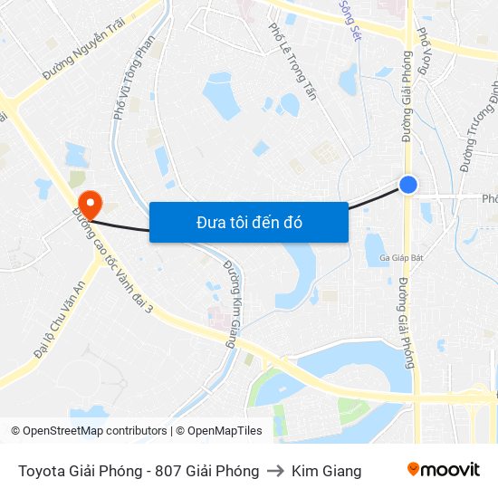Toyota Giải Phóng - 807 Giải Phóng to Kim Giang map