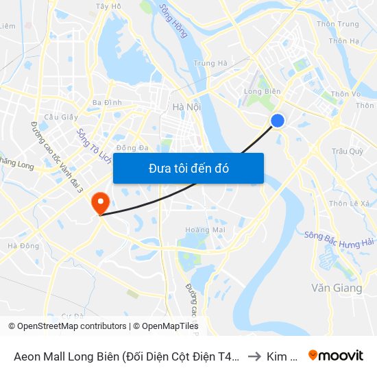 Aeon Mall Long Biên (Đối Diện Cột Điện T4a/2a-B Đường Cổ Linh) to Kim Giang map