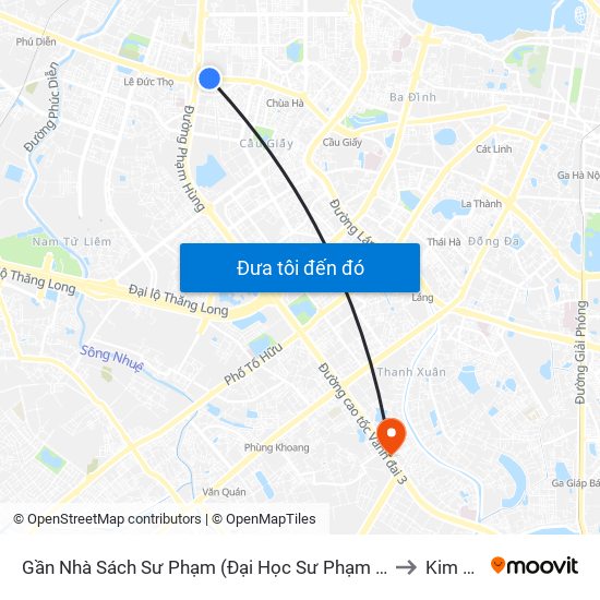 Gần Nhà Sách Sư Phạm (Đại Học Sư Phạm Hà Nội) - 136 Xuân Thủy to Kim Giang map