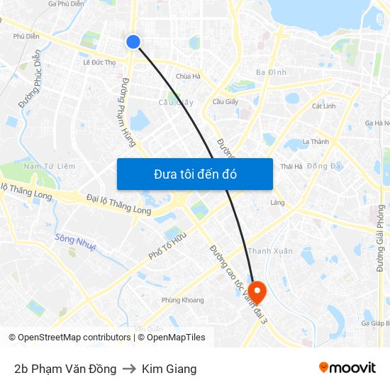 2b Phạm Văn Đồng to Kim Giang map