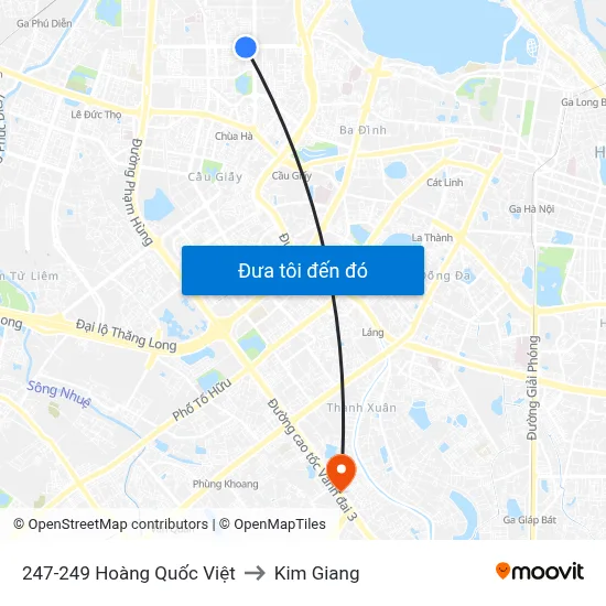 247-249 Hoàng Quốc Việt to Kim Giang map