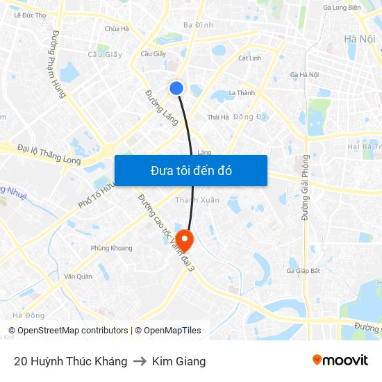 20 Huỳnh Thúc Kháng to Kim Giang map
