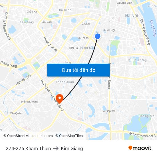 274-276 Khâm Thiên to Kim Giang map