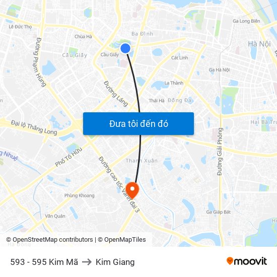 593 - 595 Kim Mã to Kim Giang map