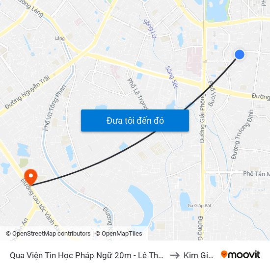 Qua Viện Tin Học Pháp Ngữ 20m - Lê Thanh Nghị to Kim Giang map