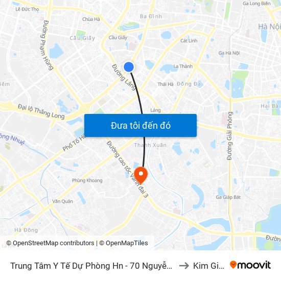 Trung Tâm Y Tế Dự Phòng Hn - 70 Nguyễn Chí Thanh to Kim Giang map