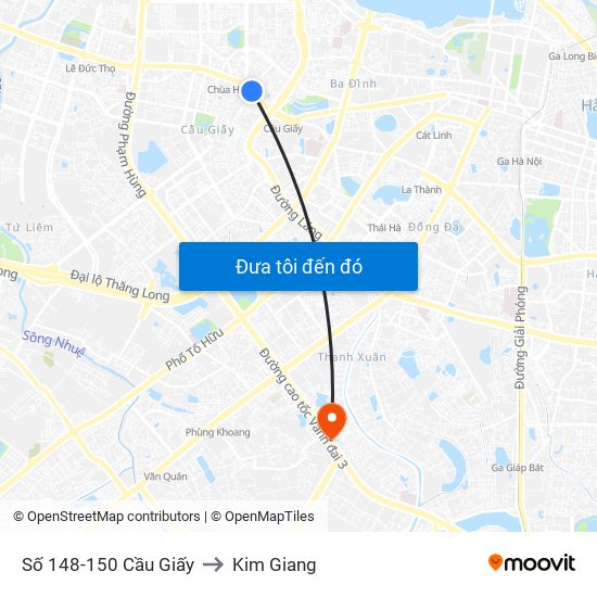 Số 148-150 Cầu Giấy to Kim Giang map