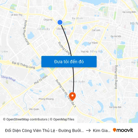 Đối Diện Công Viên Thủ Lệ - Đường Bưởi Dưới to Kim Giang map