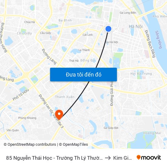 85 Nguyễn Thái Học - Trường Th Lý Thường Kiệt to Kim Giang map
