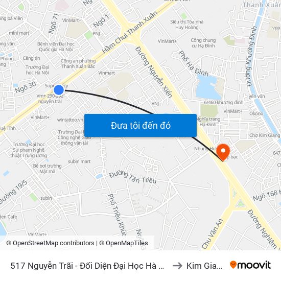 517 Nguyễn Trãi - Đối Diện Đại Học Hà Nội to Kim Giang map