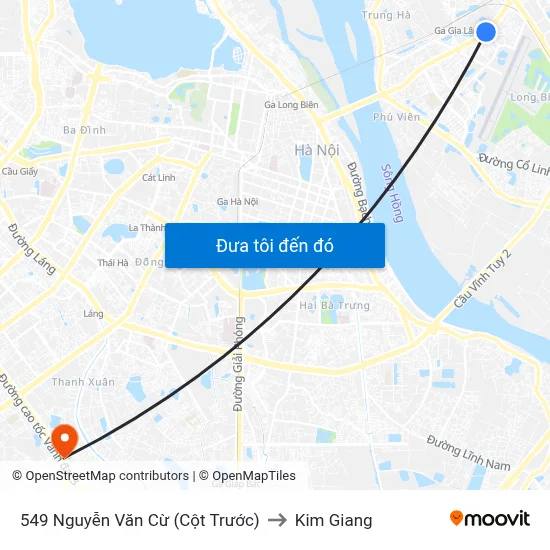 549 Nguyễn Văn Cừ (Cột Trước) to Kim Giang map