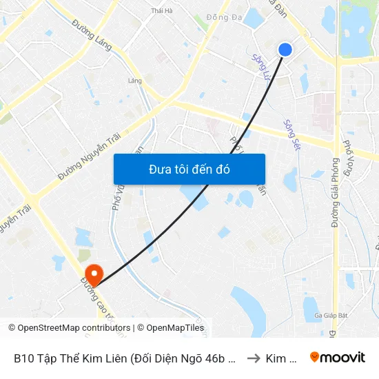 B10 Tập Thể Kim Liên (Đối Diện Ngõ 46b Phạm Ngọc Thạch) to Kim Giang map
