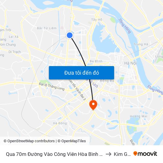 Qua 70m Đường Vào Công Viên Hòa Bình - Phạm Văn Đồng to Kim Giang map