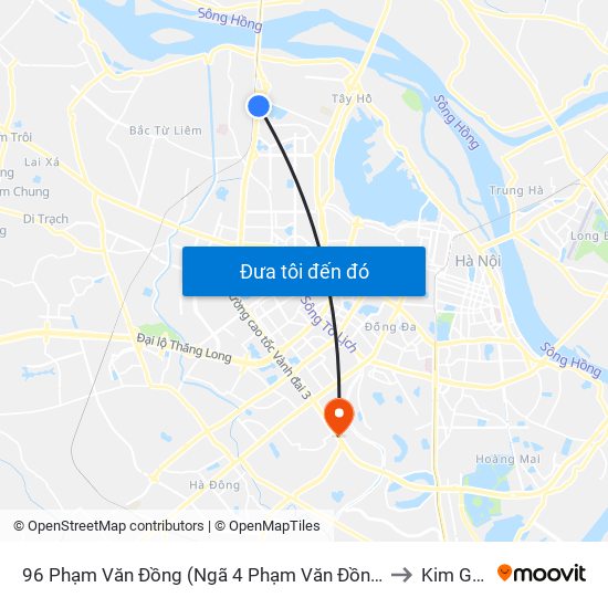 96 Phạm Văn Đồng (Ngã 4 Phạm Văn Đồng - Xuân Đỉnh) to Kim Giang map