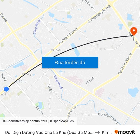 Đối Diện Đường Vào Chợ La Khê (Qua Ga Metro La Khê) - 405 Quang Trung (Hà Đông) to Kim Giang map