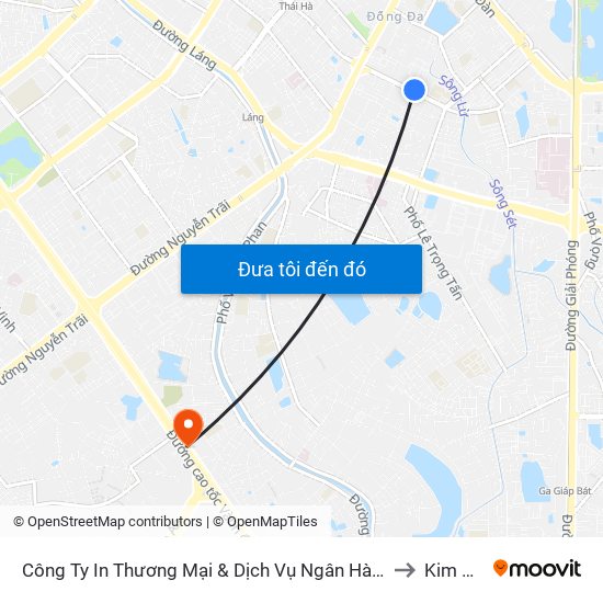 Số 10 Chùa Bộc - Học Viện Ngân Hàng to Kim Giang map