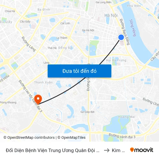Đối Diện Bệnh Viện Trung Ương Quân Đội 108 - Trần Hưng Đạo to Kim Giang map
