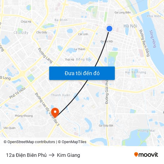 12a Điện Biên Phủ to Kim Giang map