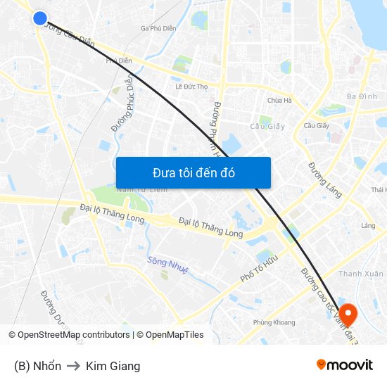 (B) Nhổn to Kim Giang map