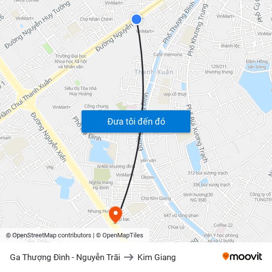 Ga Thượng Đình - Nguyễn Trãi to Kim Giang map