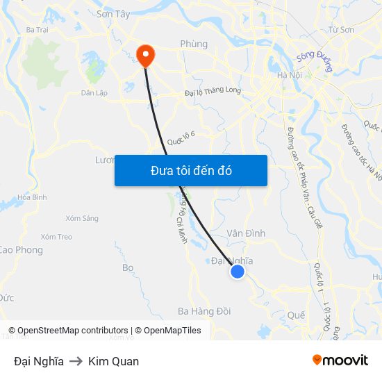 Đại Nghĩa to Kim Quan map