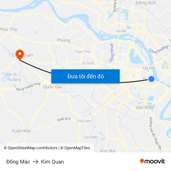 Đống Mác to Kim Quan map