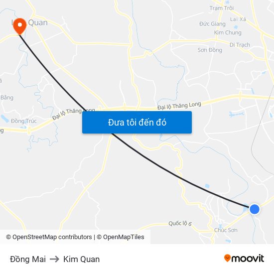 Đồng Mai to Kim Quan map