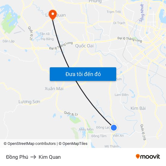 Đồng Phú to Kim Quan map