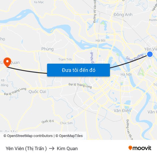 Yên Viên (Thị Trấn ) to Kim Quan map