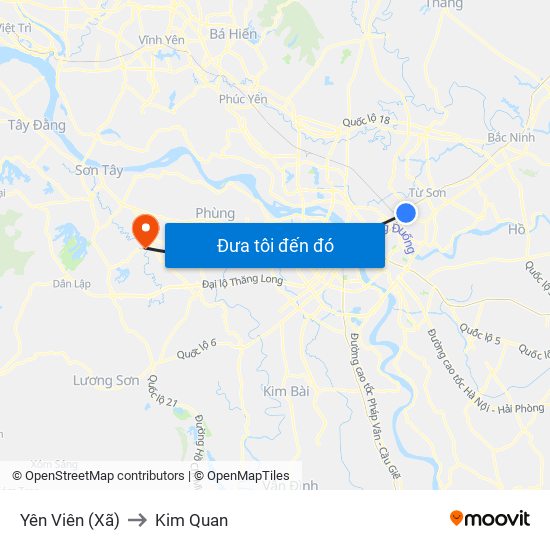 Yên Viên (Xã) to Kim Quan map