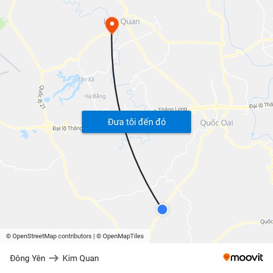 Đông Yên to Kim Quan map